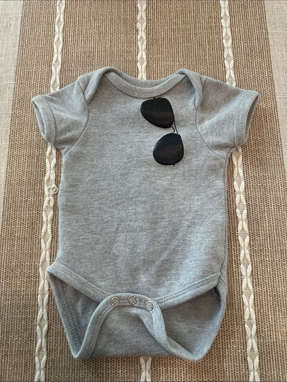 Grey Sunglasses Graphic Baby One-Piece